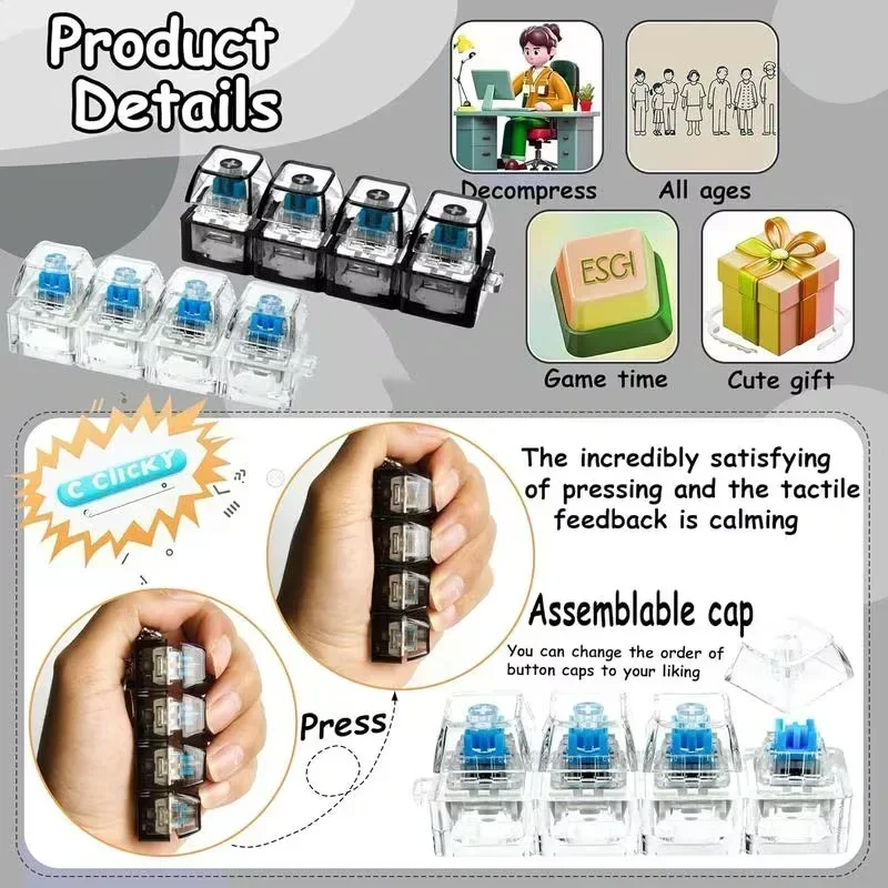 Office Tech And Gadgets - Keyboard Keycap Stress Relief Keychain Mechanical