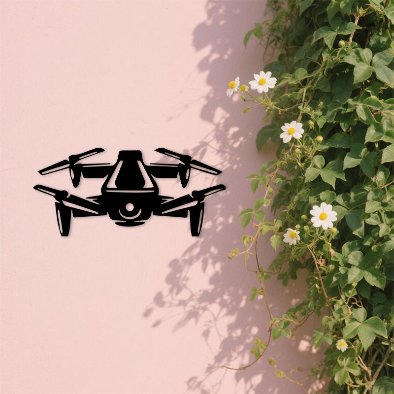 Office Tech And Gadgets - 2D Flat Drone Silhouette Metal Wall